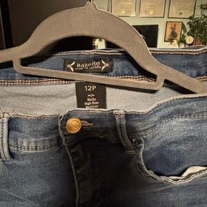 Nannette Belle High-Rise Bootcut Jeans in Medium Blue Denim